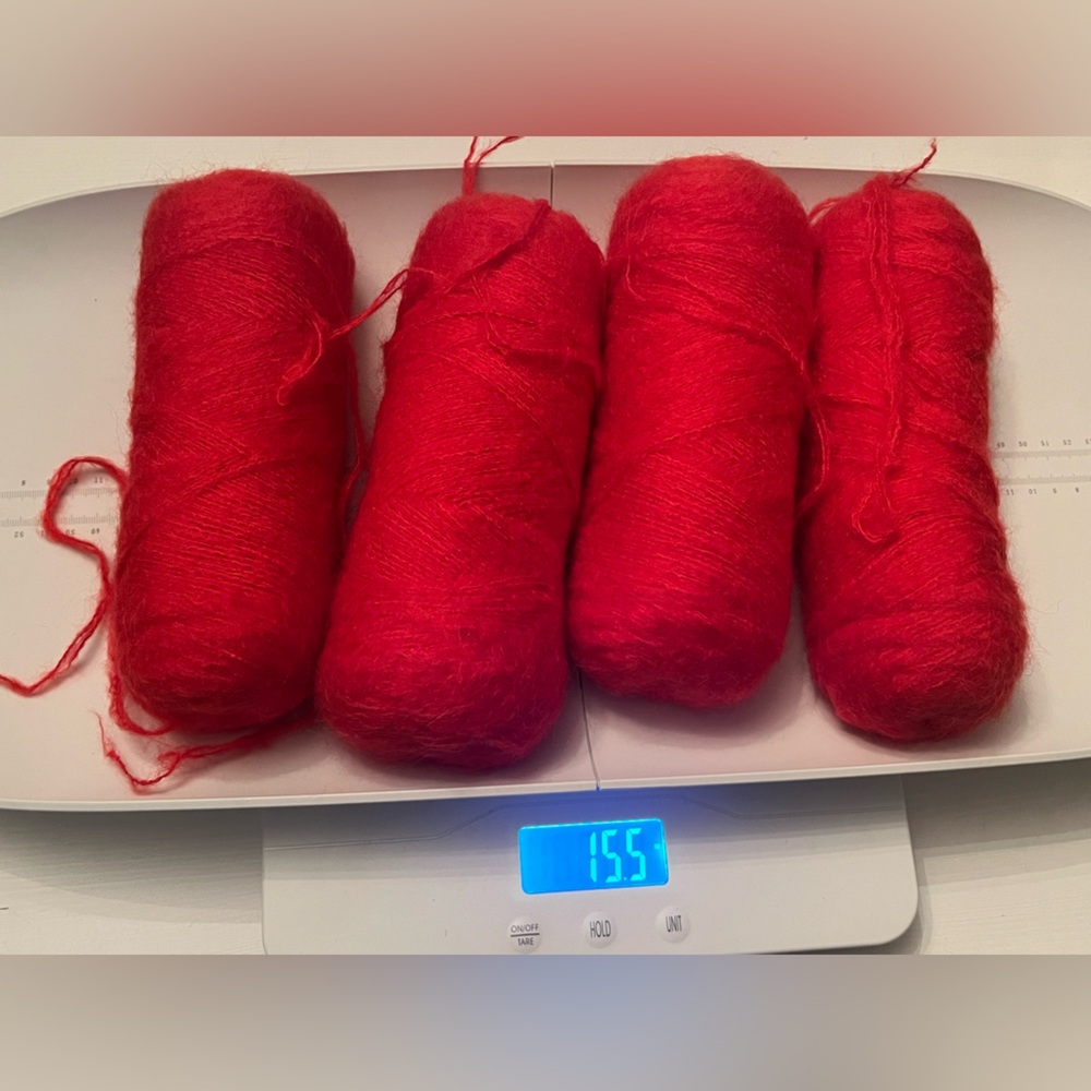 Vibrant Fuzzy Red Acrylic Yarn Skeins